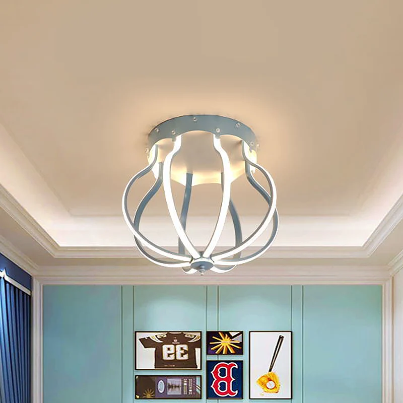 Guirlande lumineuse Gelb/blauer Birnenkäfig, halbbündig, Macaron-Stil, Aluminium, halbbündig montierte LED-Deckenleuchte f...