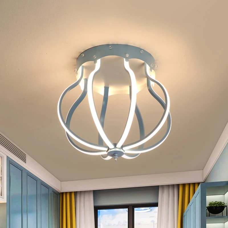 Guirlande lumineuse Gelb/blauer Birnenkäfig, halbbündig, Macaron-Stil, Aluminium, halbbündig montierte LED-Deckenleuchte f...