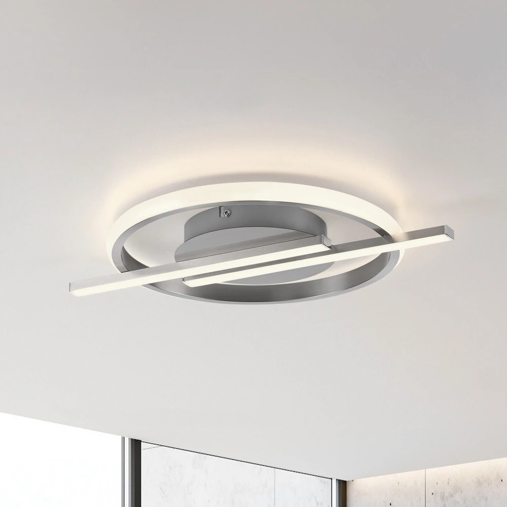 Guirlande lumineuse JUST LIGHT. Plafonnier LED Korsa, couleur acier, intensité variable