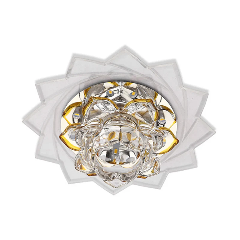 Guirlande lumineuse LED-K9-Kristall-Deckenleuchte, minimalistischer Stil, gelbe Lotus-Schlafzimmer-Unterputzleuchte lila/b...
