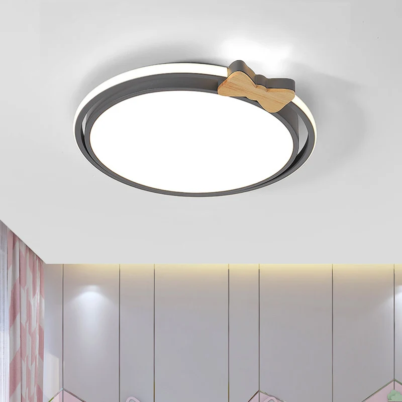 Lampe encastrée ronde modernisme acrylique gris/blanc/vert plafonnier LED avec décor d'arc avec base en bois