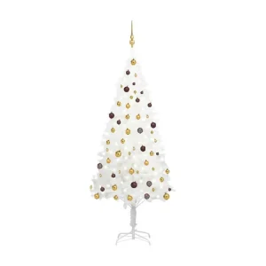 Lampe à sel Arbre de Noël artificiel avec LED et boules Blanc 210 cm