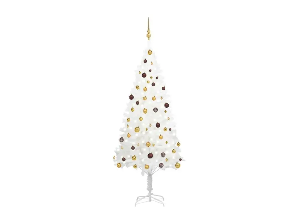 Lampe à sel Arbre de Noël artificiel avec LED et boules Blanc 210 cm