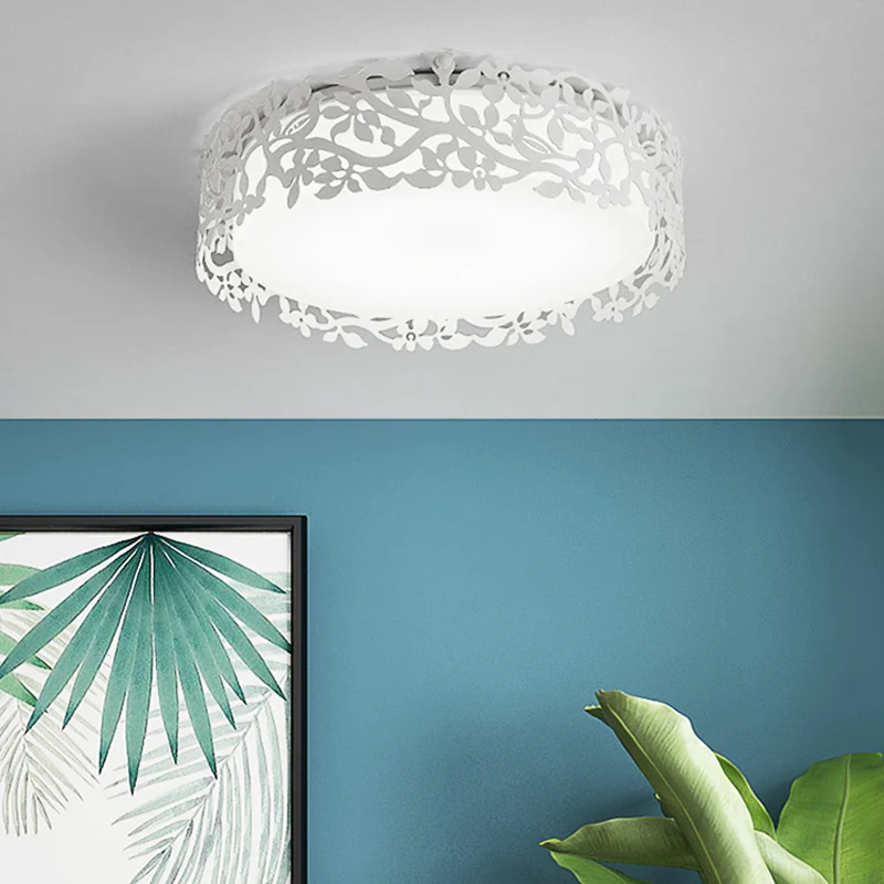 Lampe à sel Plafonnier LED conventionnel en forme de tambour en métal pour chambre à coucher, blanc/noir, 43,2 cm/54,1 cm...