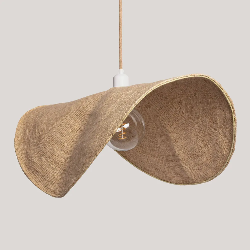 Lampe suspendue Devmani ILUZZIA avec fibres naturelles et éclairage LED. avec 16 couleurs RVB