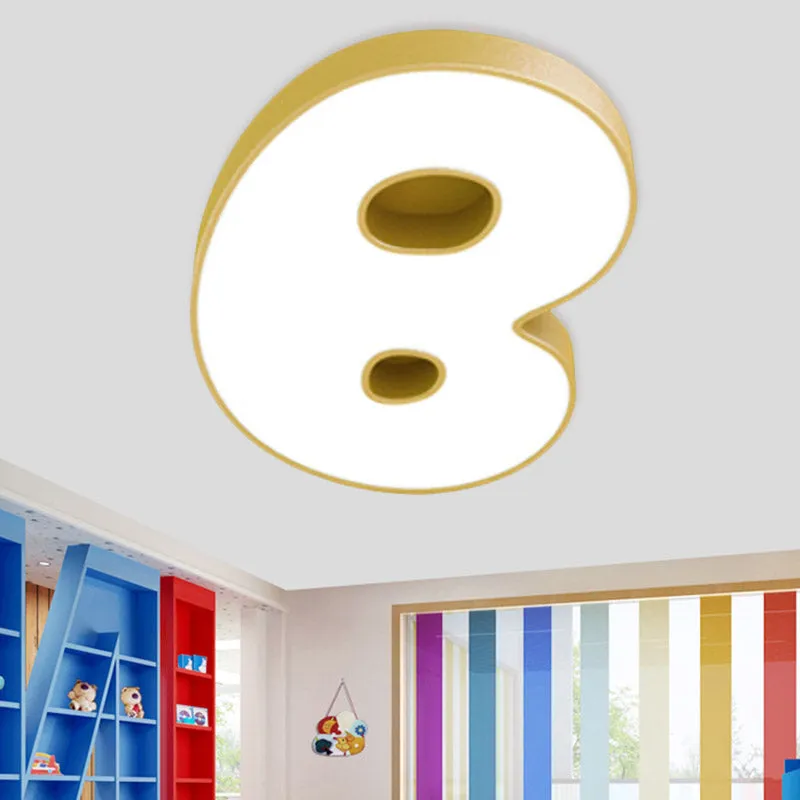 Led-Kinderzimmer-Deckenleuchte, Cartoon-weiße Deckenleuchte mit /B/D-Buchstaben-Acrylschirm - Installation Facile