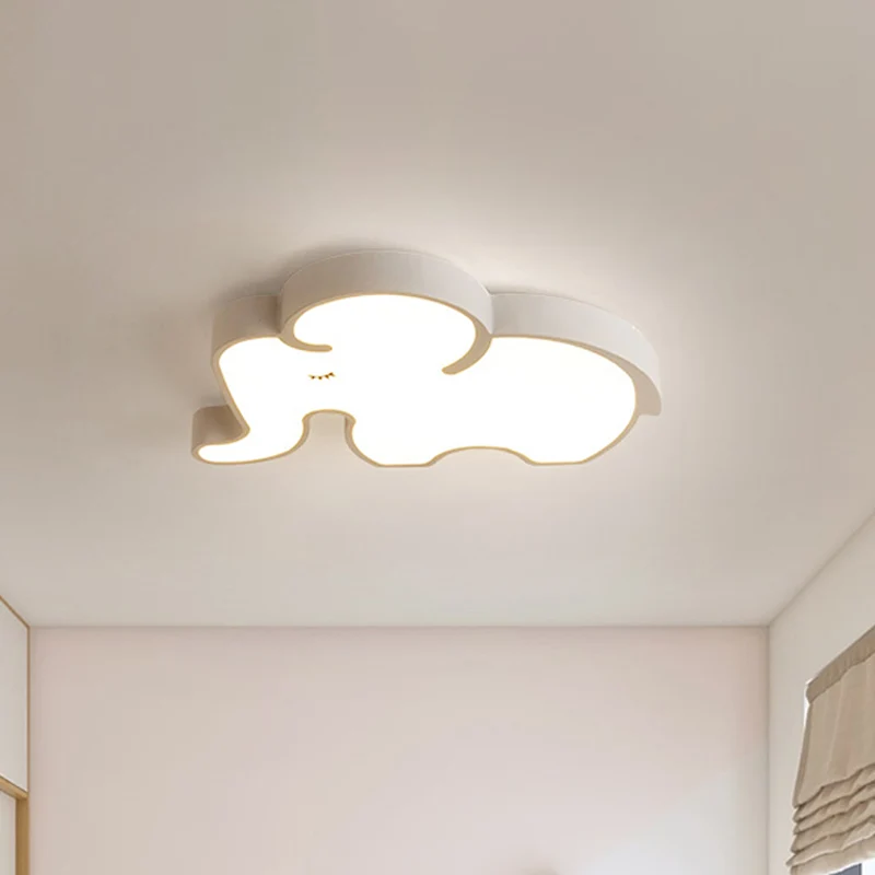 Led-Schlafzimmer-Deckenleuchte, nordische Blau/Weiß-Einbauleuchte mit Elefanten-Acrylschirm pour décoration de Noël