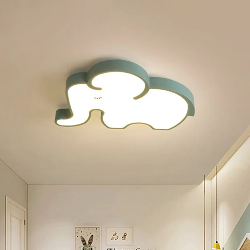 Led-Schlafzimmer-Deckenleuchte, nordische Blau/Weiß-Einbauleuchte mit Elefanten-Acrylschirm pour décoration de Noël
