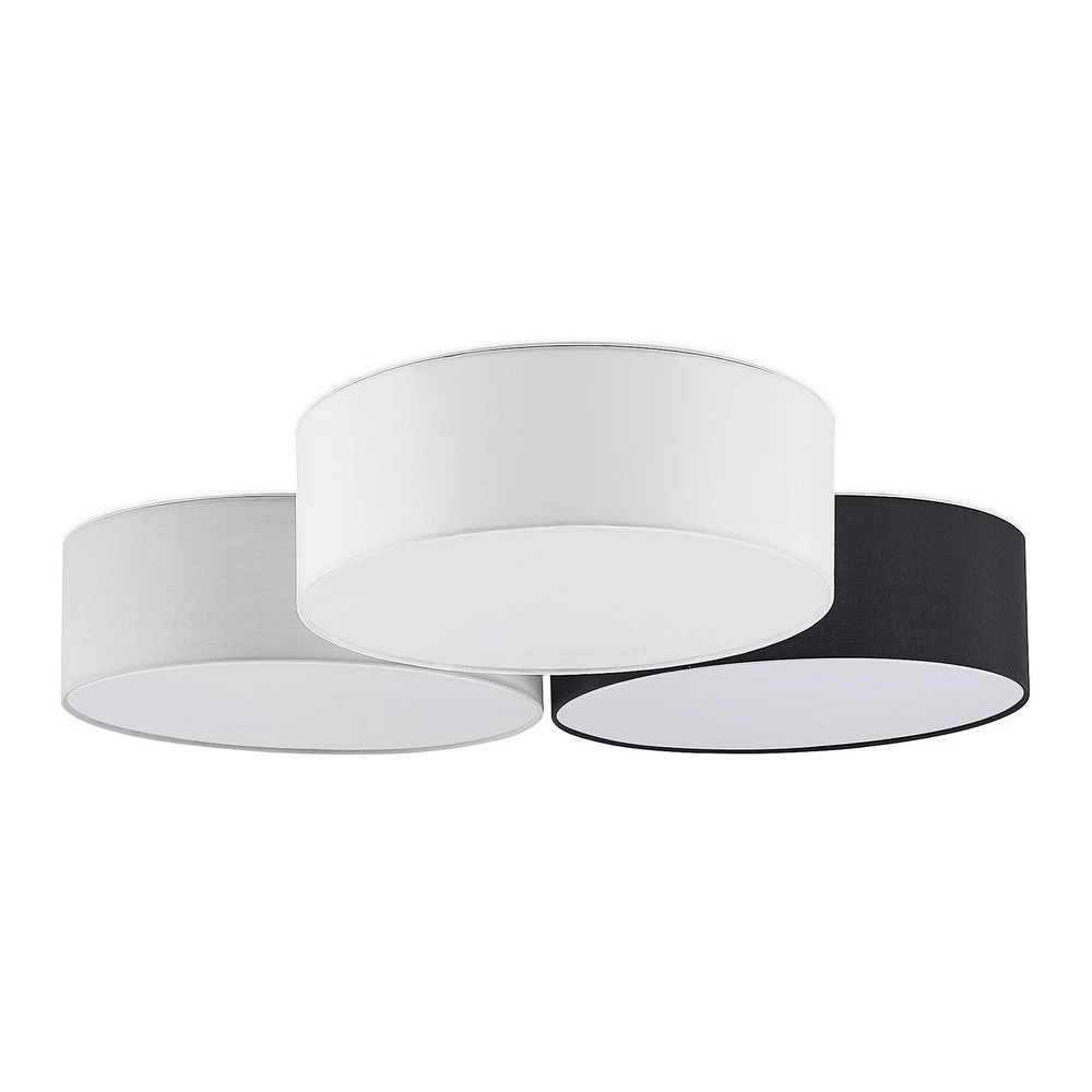 Lindby Janita Plafonnier LED, 3 lampes, tricolore avec base en bois