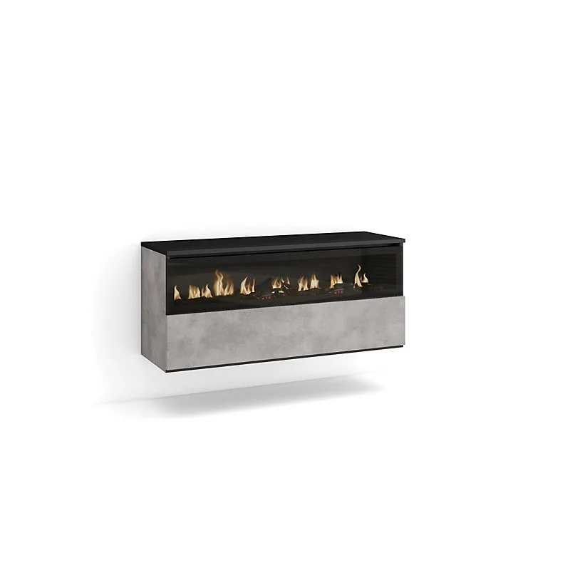 Luminaire Créatif Design Cheminée électrique Led, 102x35x45cm, 1 porte, suspendu, mural, ciment