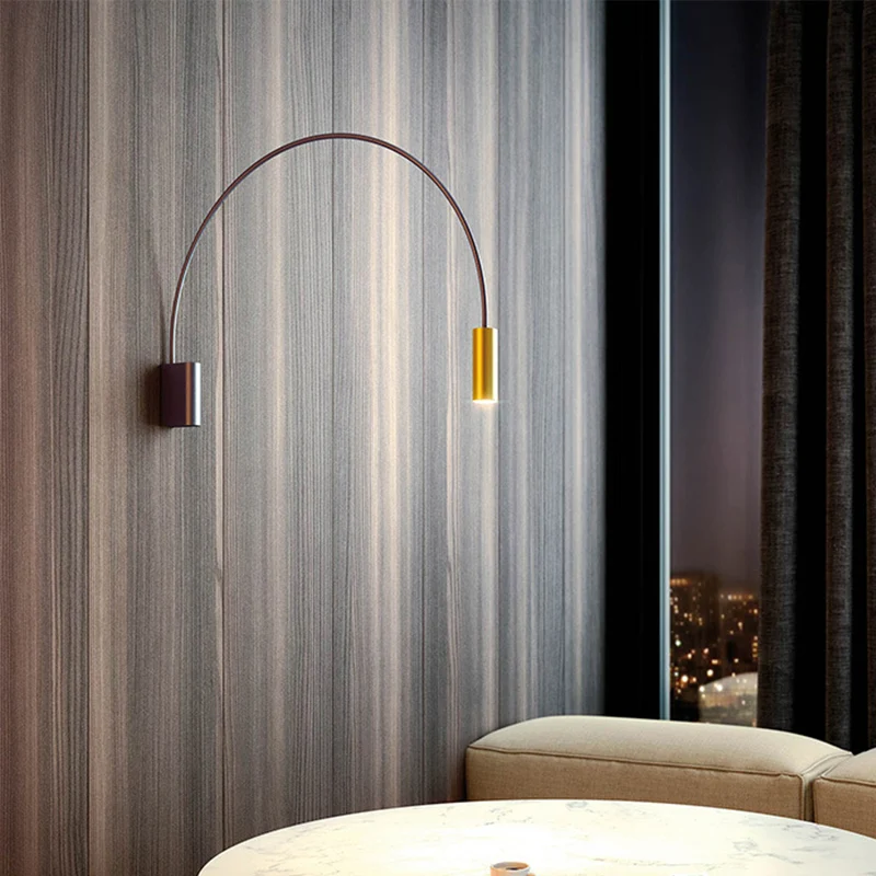 Luminaire Créatif Design Gewölbte LED-Wandleuchte für das Wohnzimmer, metallische, postmoderne Wandleuchte