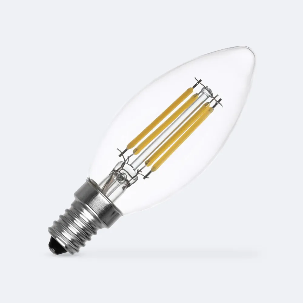 Luminaire à effet Ampoule filament LED E14 6W 720 lumens forme bougie C35
