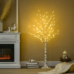 Luminaire à effet Arbre lumineux LED bouleau - décoration lumineuse - 96 LEDS blanc bouillant - norme IP 44 - usage intéri...