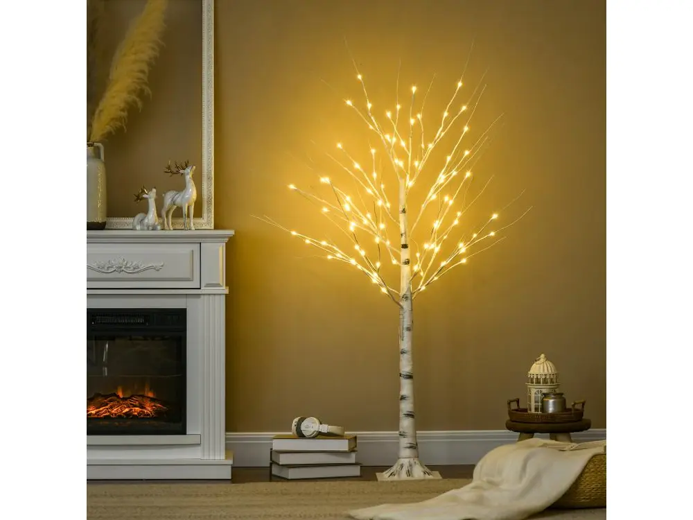 Luminaire à effet Arbre lumineux LED bouleau - décoration lumineuse - 96 LEDS blanc bouillant - norme IP 44 - usage intéri...