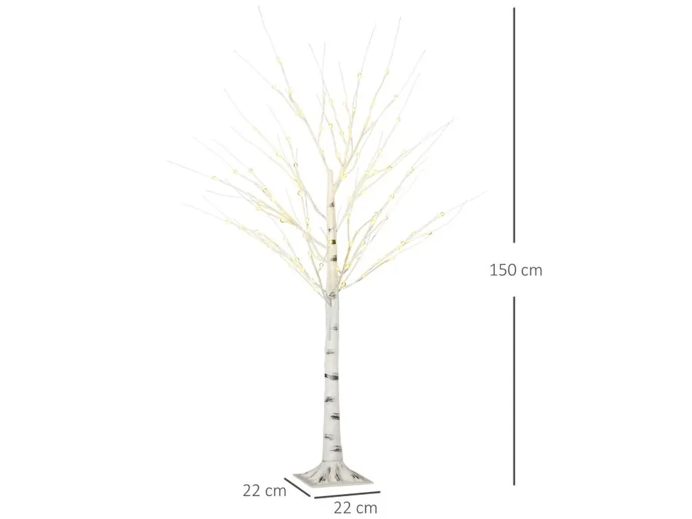 Luminaire à effet Arbre lumineux LED bouleau - décoration lumineuse - 96 LEDS blanc bouillant - norme IP 44 - usage intéri...