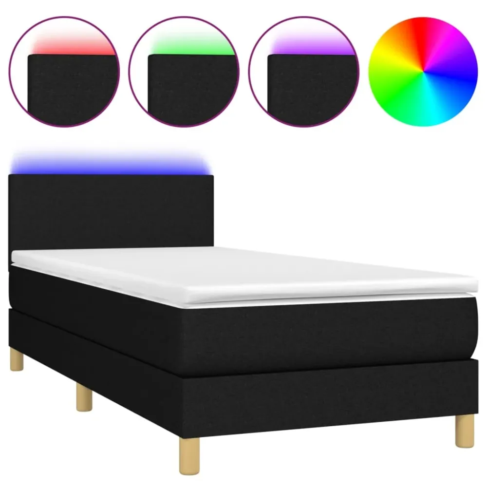 Luminaire à effet Cadre de lit LED avec sommier tête de lit matelas 90x190 cm tissu noir TDL0209074