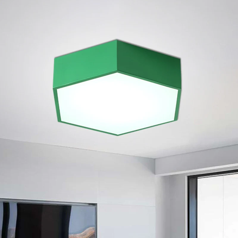 Luminaire à effet Éclairage LED encastré en forme d'hexagone, plafonnier acrylique minimaliste pour chambre d'enfant