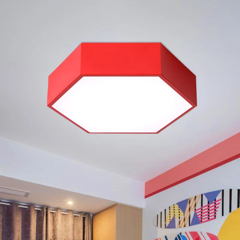Luminaire à effet Éclairage LED encastré en forme d'hexagone, plafonnier acrylique minimaliste pour chambre d'enfant