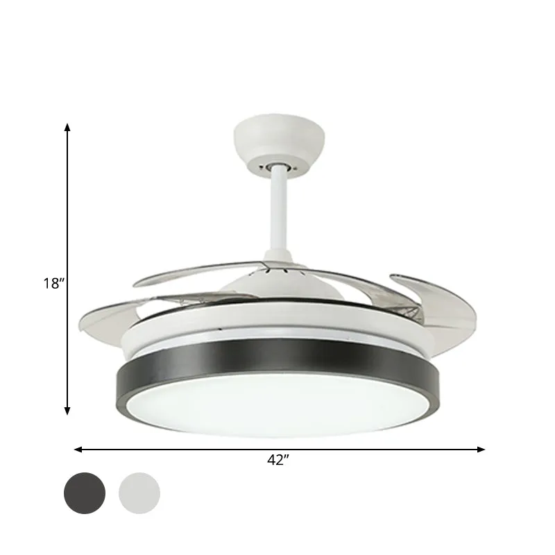 Luminaire à effet Luminaire de ventilateur de plafond contemporain à LED semi-encastré en métal blanc/noir de 42 po de lar...