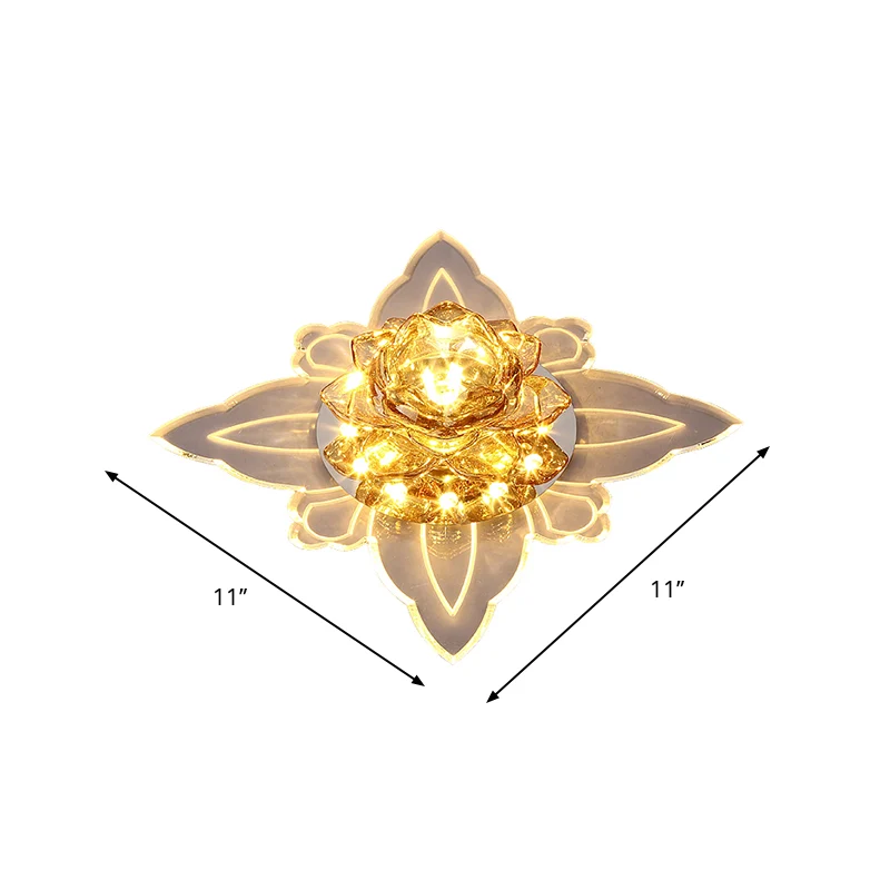 Luminaire encastré en cristal transparent Lotus, Style novateur, éclairage LED proche du plafond pour couloir