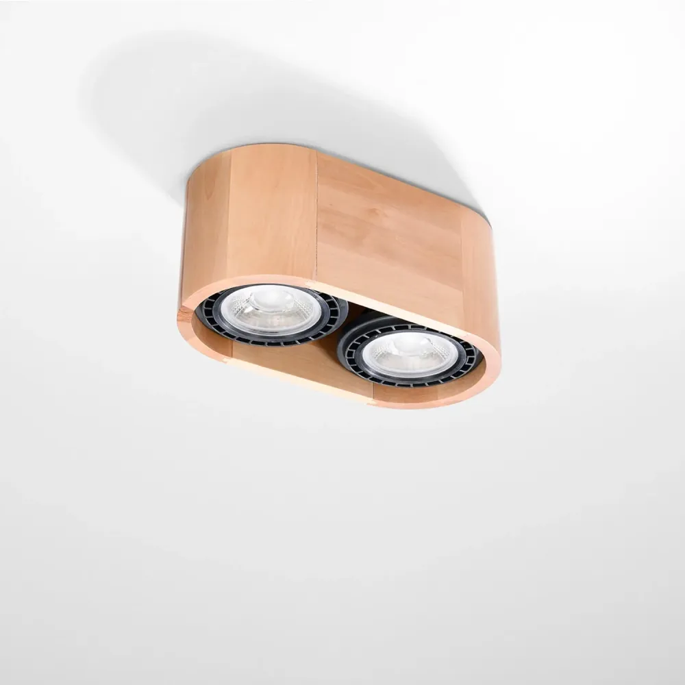 Luminaire en forme Lustre en bois SOLLUX avec éclairage LED.