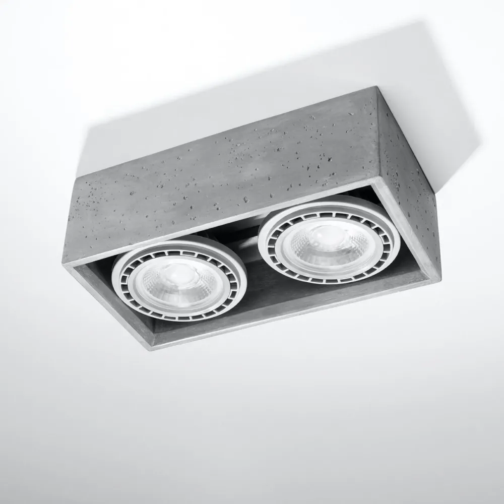 Luminaire de plafond en béton Quatro 2 à éclairage LED de Sollux Matériau : Verre soufflé
