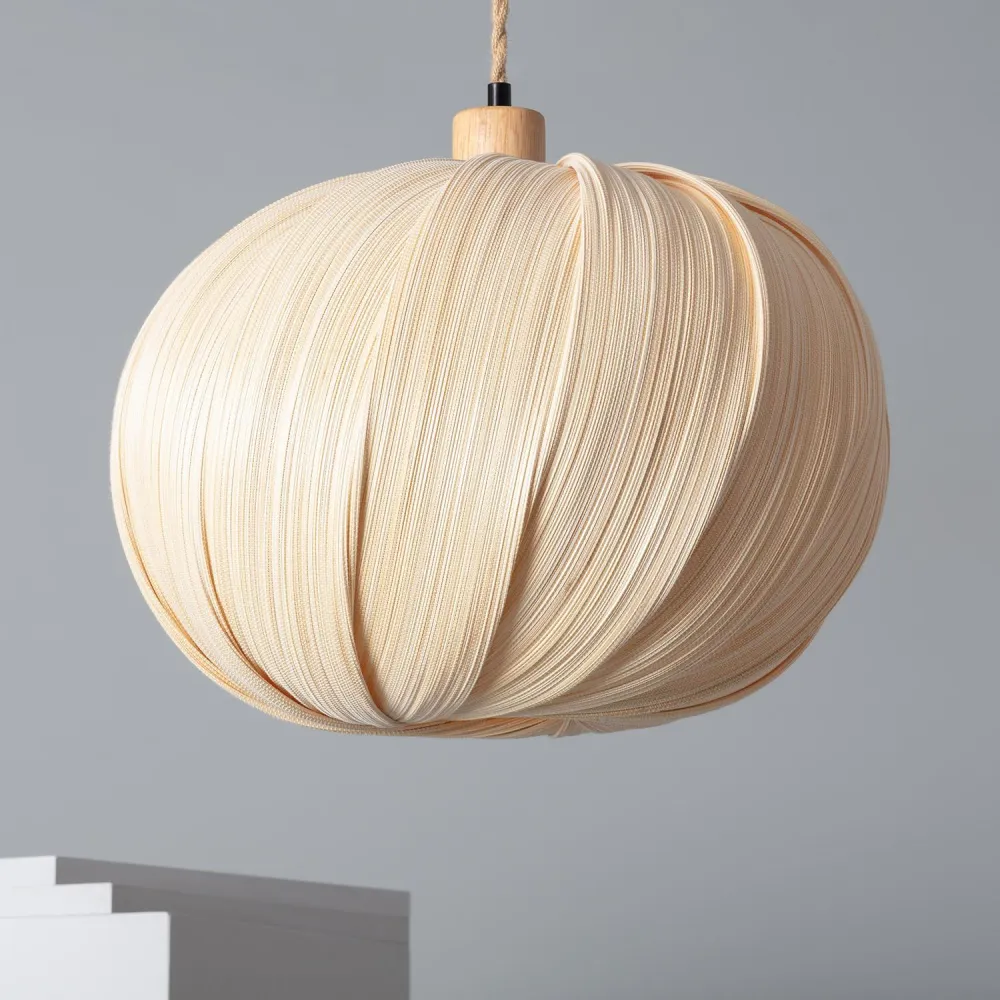 Luminaire suspendu Korowai en bambou avec éclairage LED intégré Style industriel