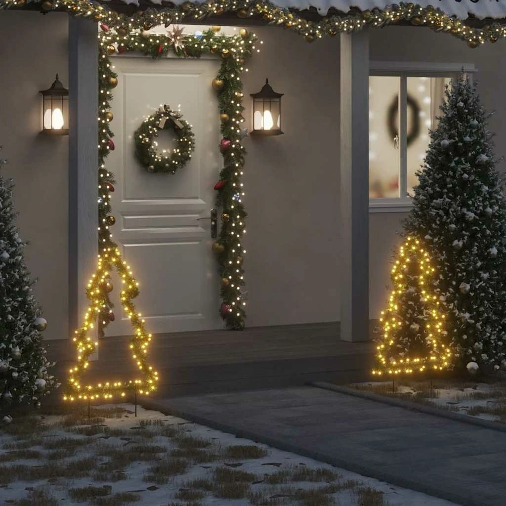 Lustre à cristaux Décoration lumineuse arbre de noël avec piquets 115 led 90 cm