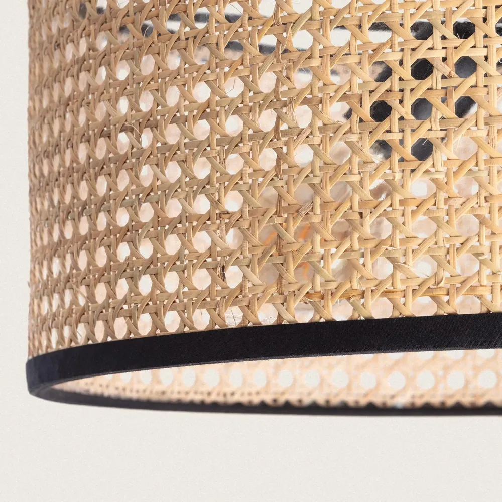 Lustre à cristaux Luminaire de plafond en rotin avec éclairage LED Huela