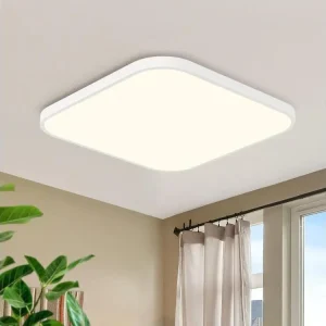 Lustre à cristaux NETTLIFE Plafonnier LED IP44 27cm 4000K 19W plat carré pour chambre salle de bain couloir cuisine
