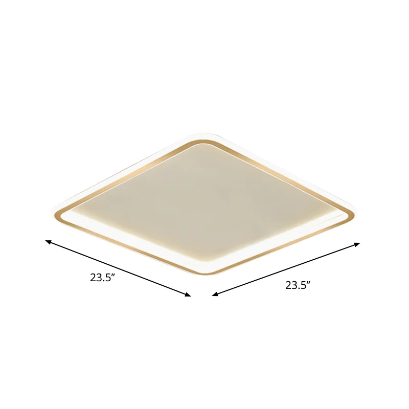 Lustre à cristaux Plafonnier carré extra fin doré, plafonnier LED minimaliste en acrylique, lumière blanche chaude/blanche...