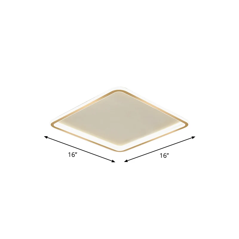 Lustre à cristaux Plafonnier carré extra fin doré, plafonnier LED minimaliste en acrylique, lumière blanche chaude/blanche...
