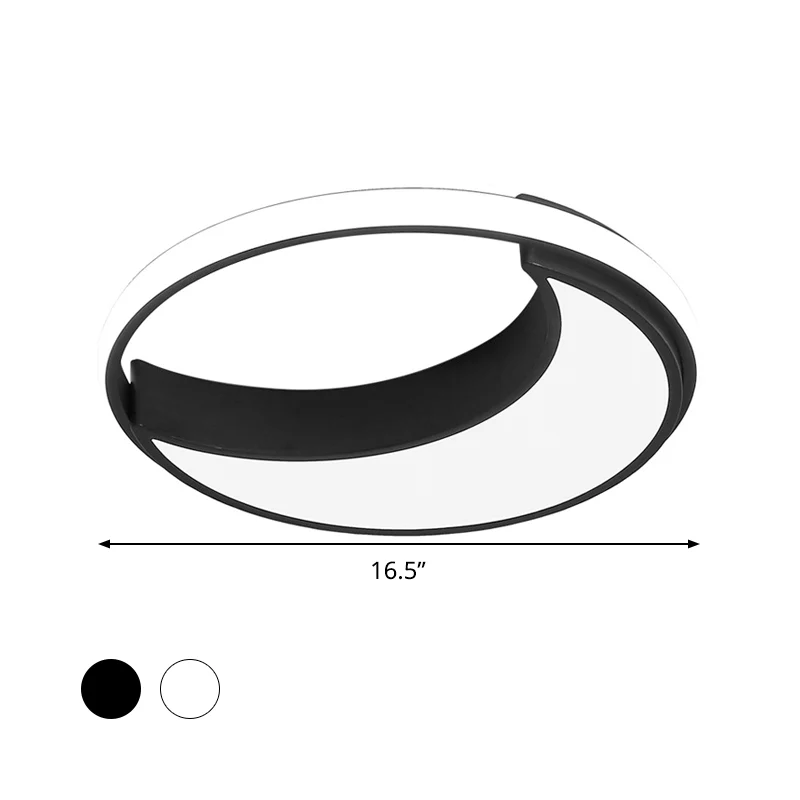 Plafonnier en forme de lune de 16.5 "/19.5", luminaire minimaliste en métal noir/blanc, éclairage encastré à LED, lumière...