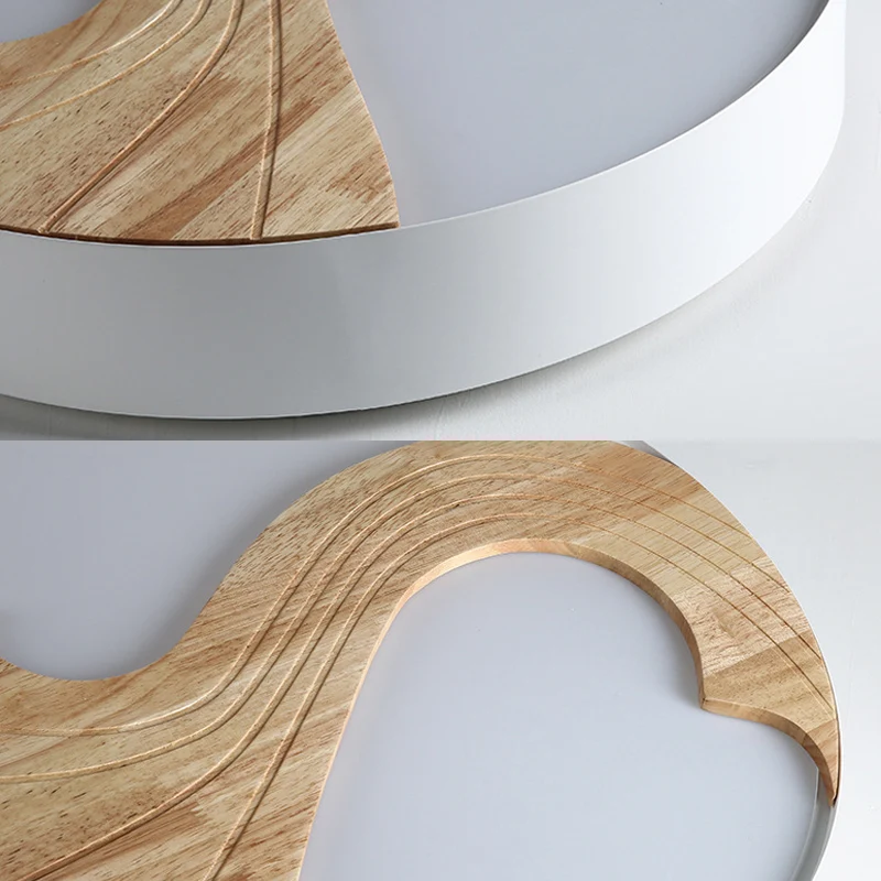 Plafonnier LED en bois romantique à Doublement cœur aimant en blanc pour chambre d'enfant