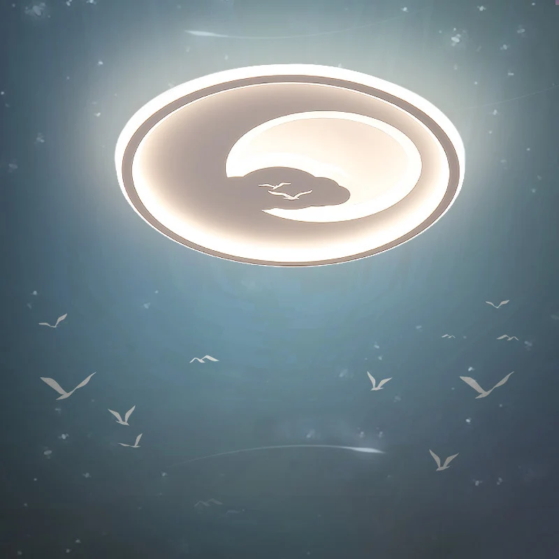 Plafonnier LED circulaire rose/blanc tendance 40,6 cm/49,5 cm de diamètre, plafonnier LED en acrylique avec motif lune et...