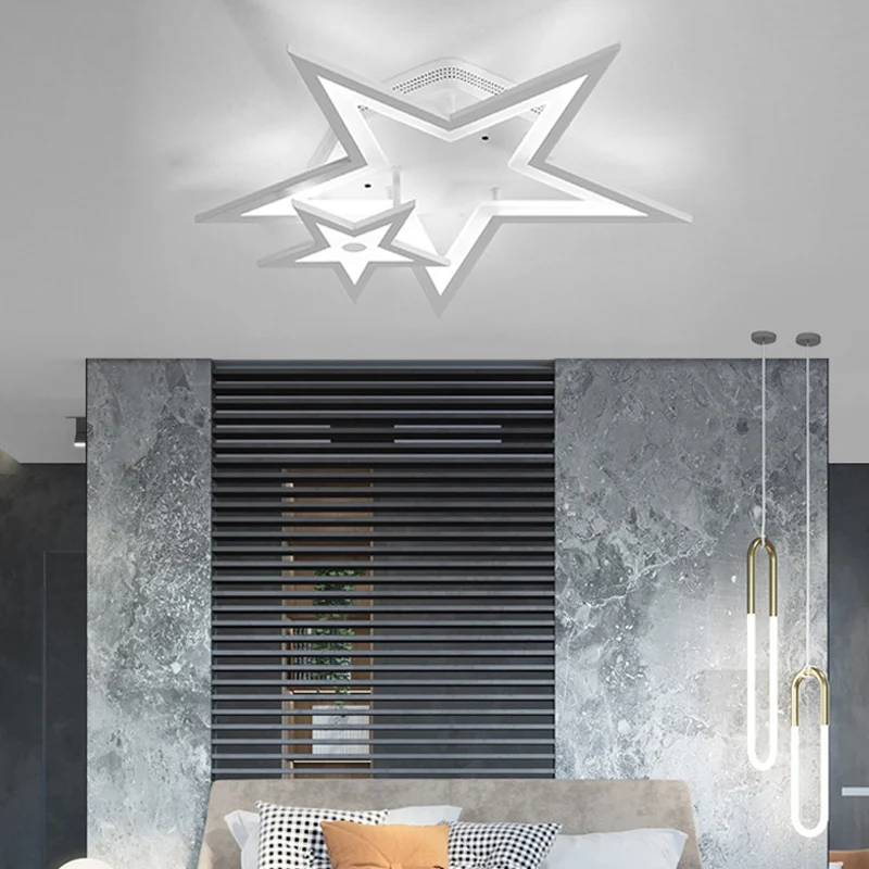 Plafonnier LED en forme d'étoile en acrylique, luminaire de plafond récent pour salle à manger, blanc