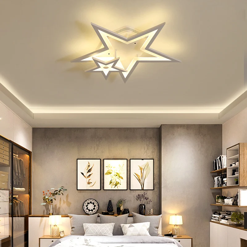 Plafonnier LED en forme d'étoile en acrylique, luminaire de plafond récent pour salle à manger, blanc