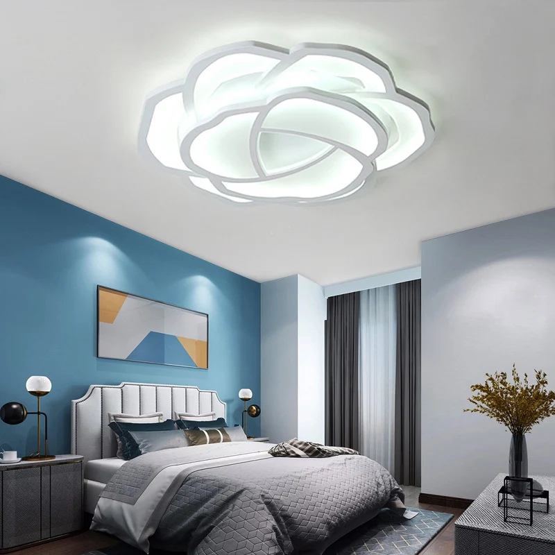 Plafonnier LED en forme de fleur pour chambre de bébé, en acrylique, novateur, joli plafonnier blanc
