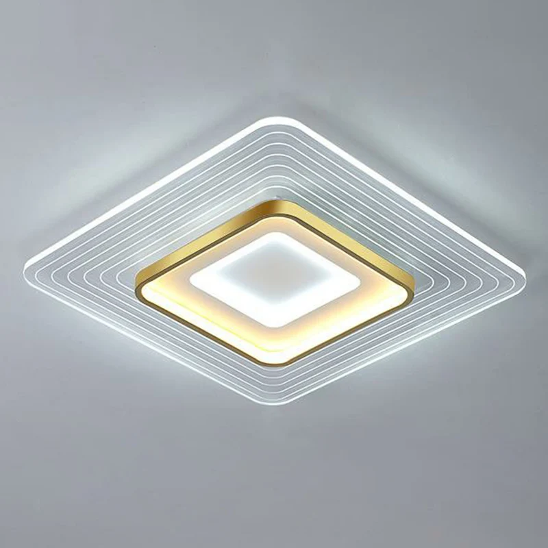 Plafonnier LED géométrique en acrylique pour salon, simplicité, plafonnier encastré en or Style industriel
