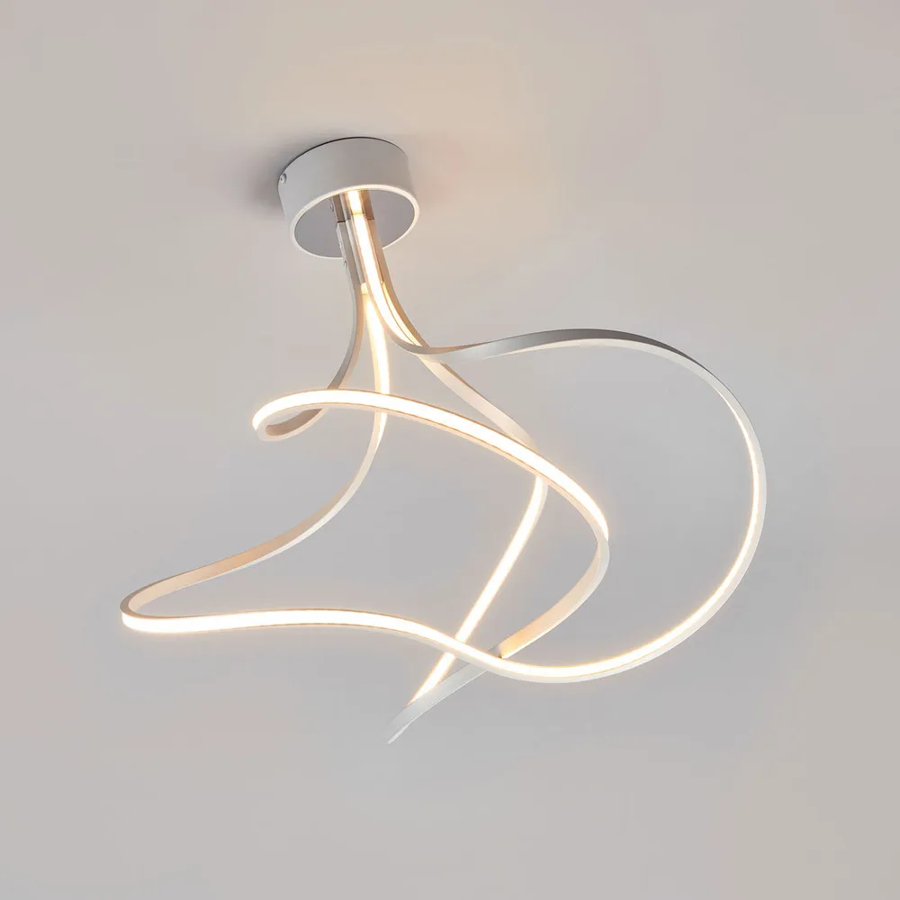 Plafonnier LED Lungo aluminium, hauteur 42 cm avec effet scintillant