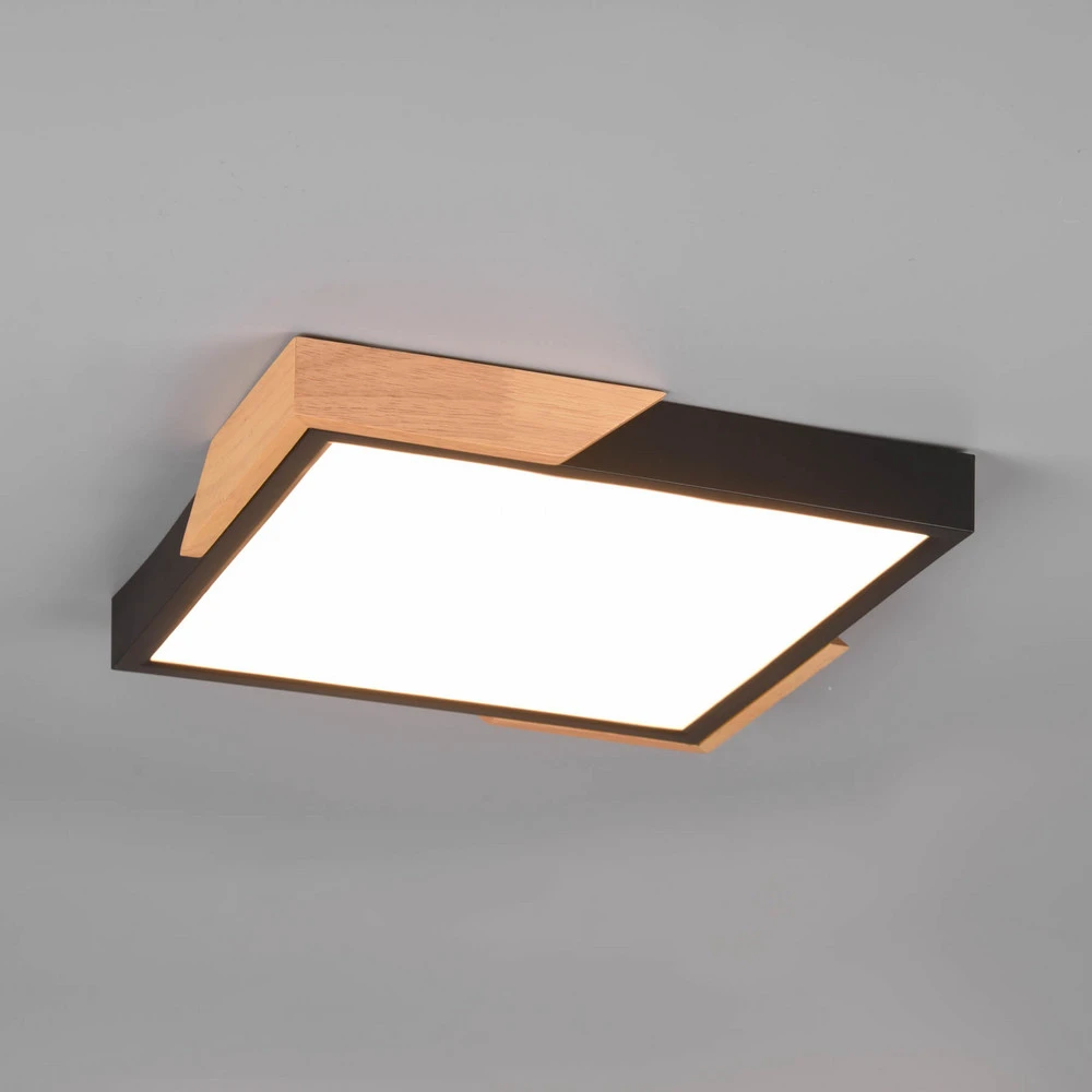 Plafonnier LED Meta, 31,5x31,5 cm, 3 000 K, noir pour chambre d'enfant