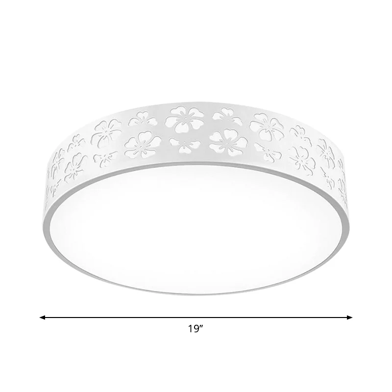 Plafonnier LED moderne en métal à tambour de 15/19 pouces de généreux, encastré avec fleur découpée, lumière blanche/3 cou...