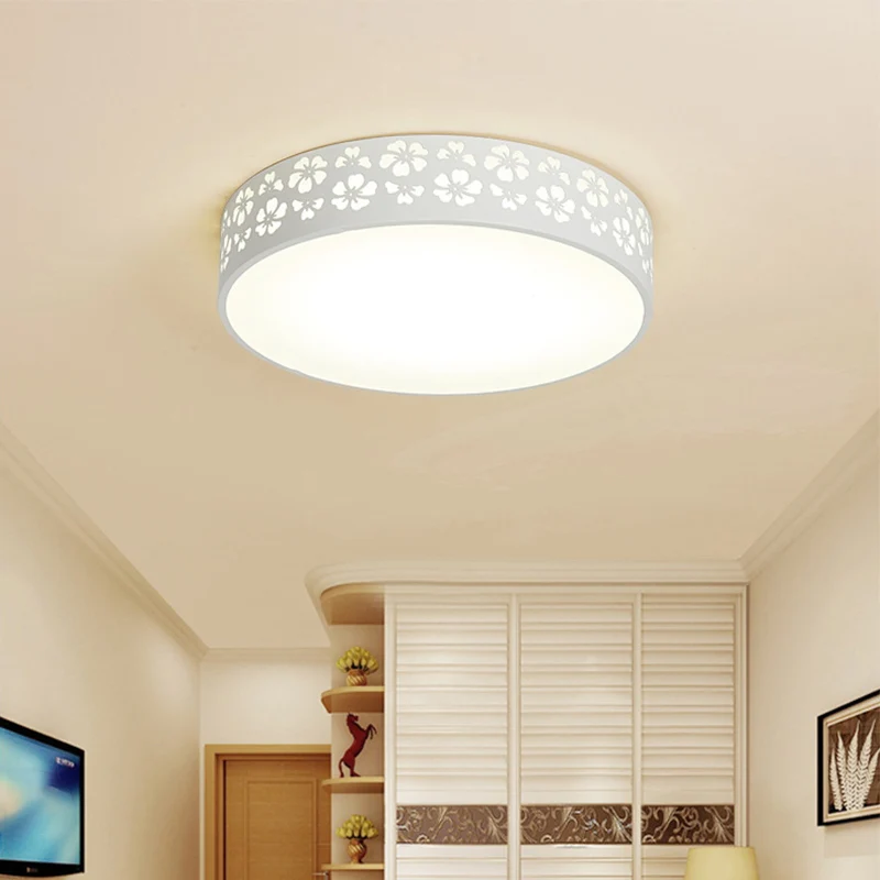 Plafonnier LED moderne en métal à tambour de 15/19 pouces de généreux, encastré avec fleur découpée, lumière blanche/3 cou...