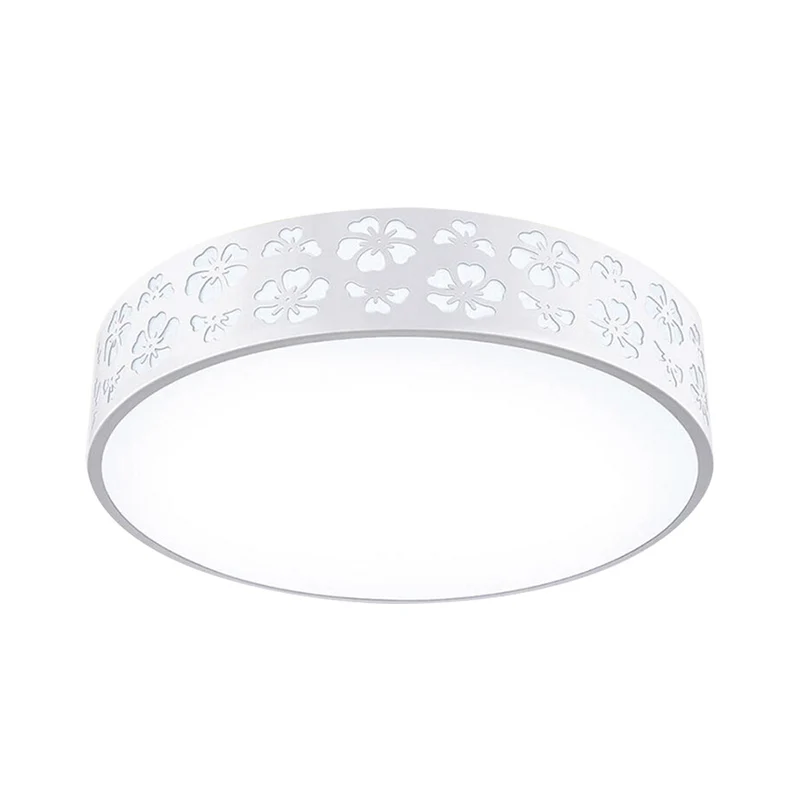 Plafonnier LED moderne en métal à tambour de 15/19 pouces de généreux, encastré avec fleur découpée, lumière blanche/3 cou...