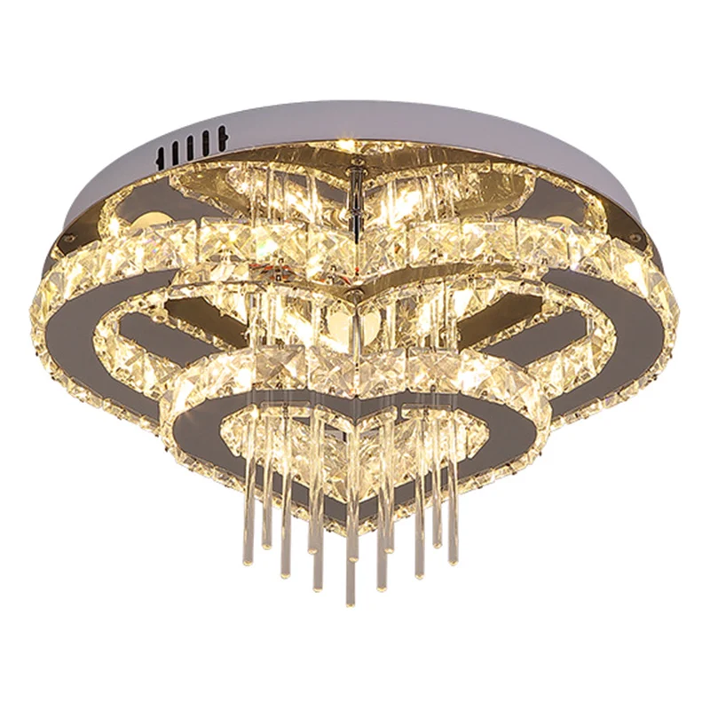 Plafonnier LED semi-encastré novateur en forme de cœur pour chambre à coucher en cristal taillé en argent - Installation F...