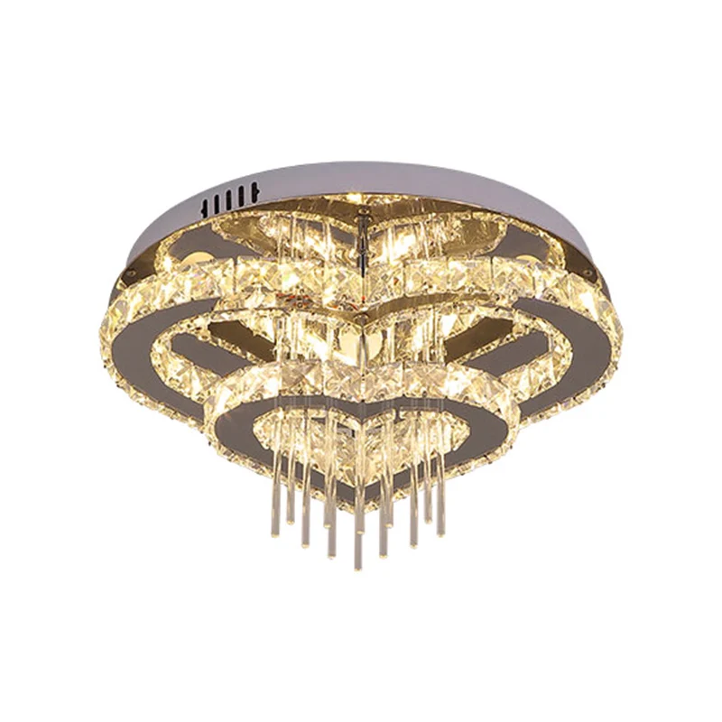 Plafonnier LED semi-encastré novateur en forme de cœur pour chambre à coucher en cristal taillé en argent - Installation F...