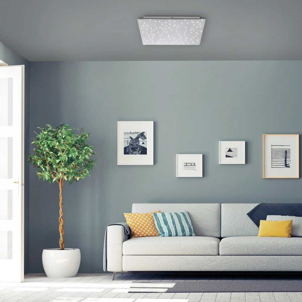 Plafonnier LED Sparkle CCT faible acier 45x45 cm