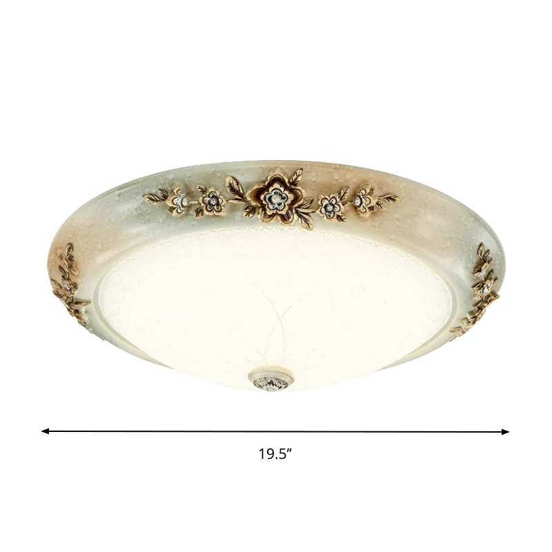 Plafonnier à LED de style ancestral en forme de dôme en verre laiteux de 13"/16"/19,5" W pour couloir, lumière blanc-marro...