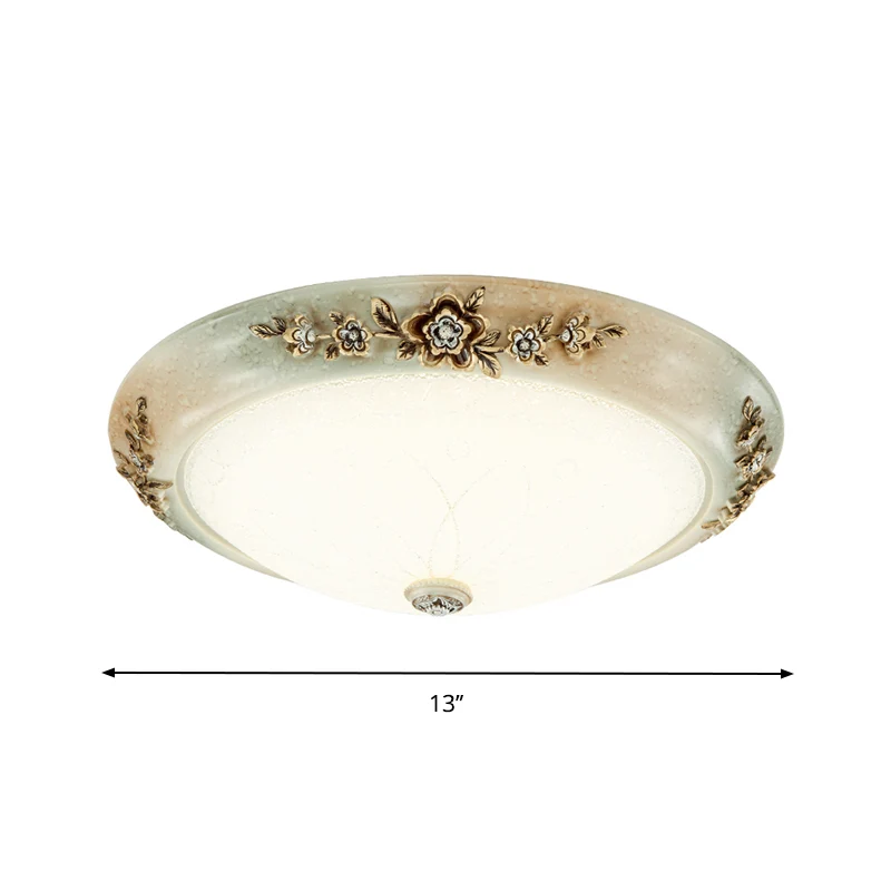 Plafonnier à LED de style conventionnel en forme de dôme en verre laiteux de 13"/16"/19,5" W pour couloir, lumière blanc-m...