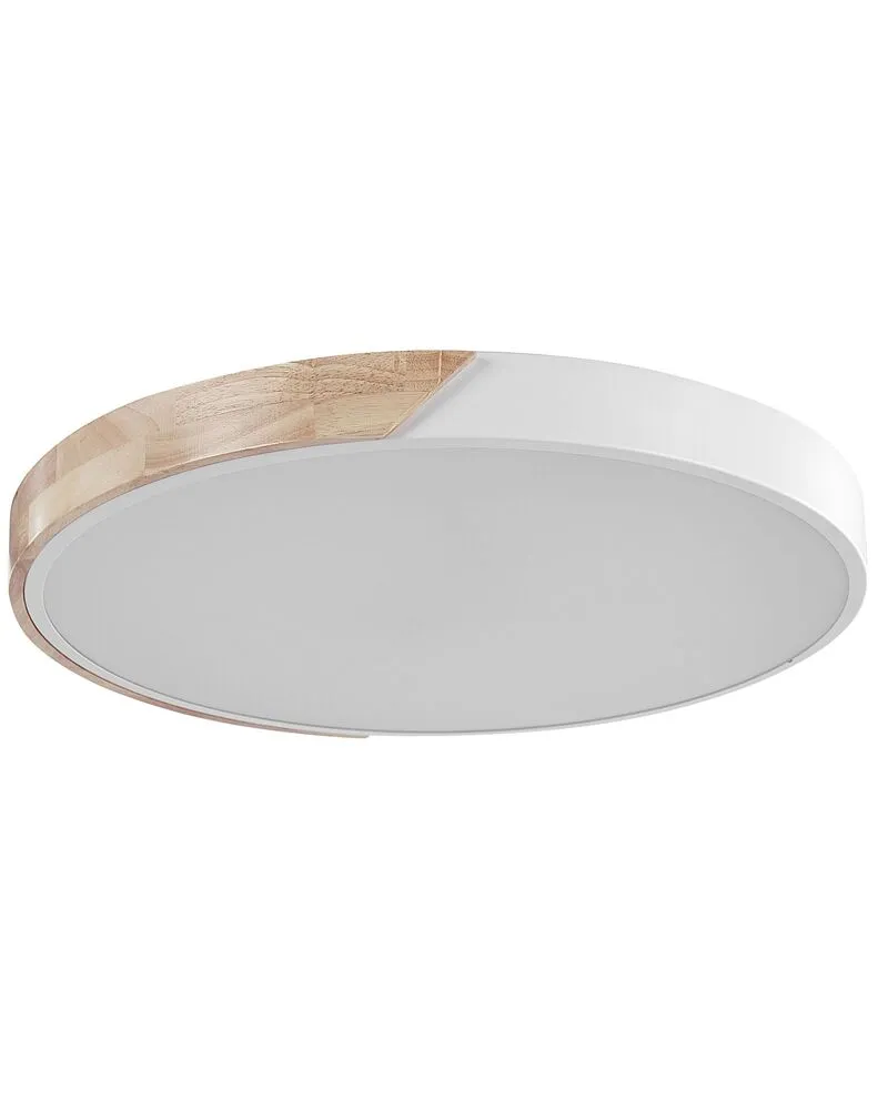 Plafonnier en métal LED ⌀ 51 cm blanc et bois évident PATTANI Éclairage chaud 2700K